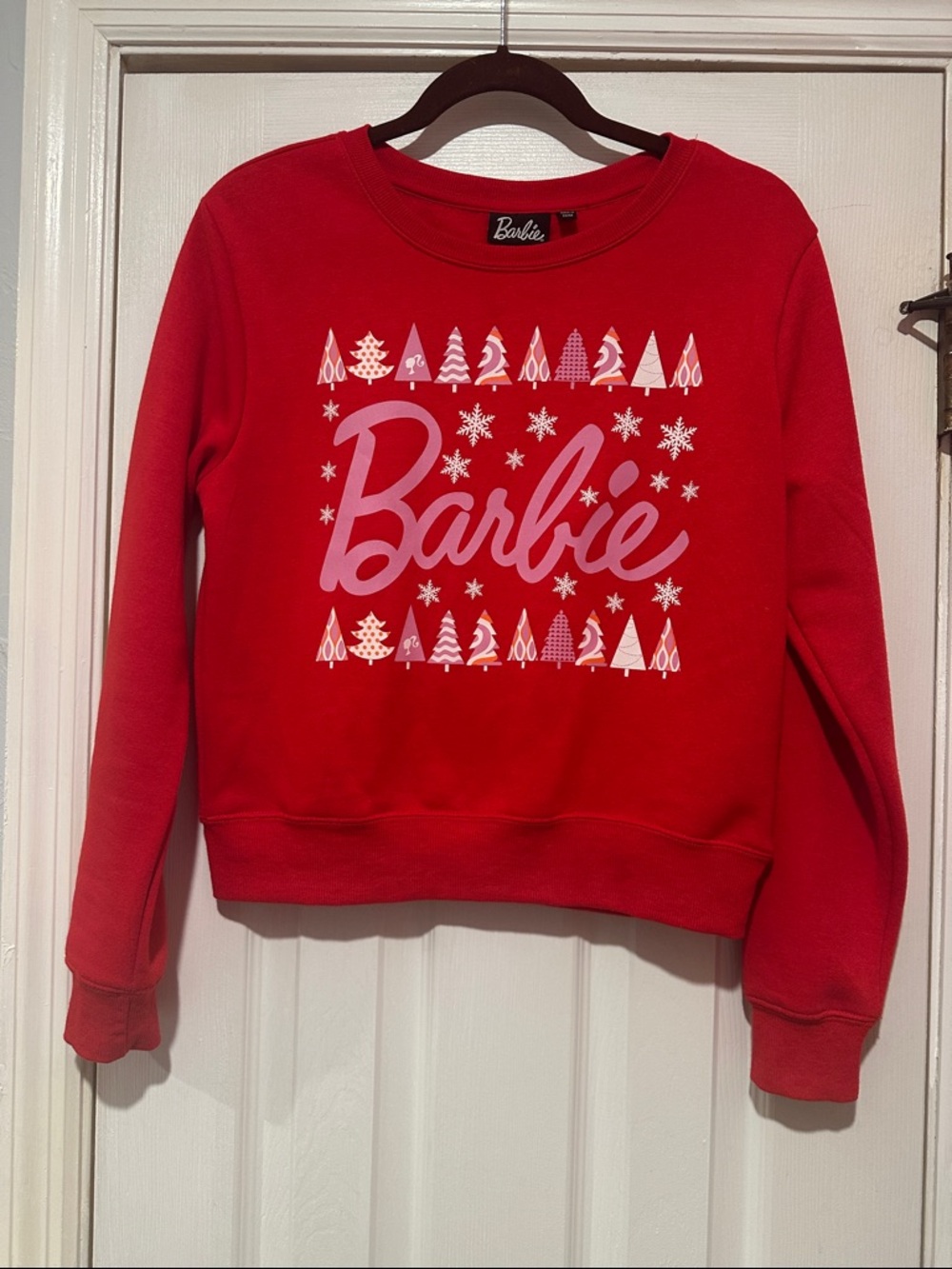 Barbie Red Sweatshirt with Pink Logo and White Accents - Picture 5 of 5